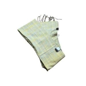 Jim Thompson Raw Thai Silk Yellow Light Blue Rectangular 17×78" Fringed